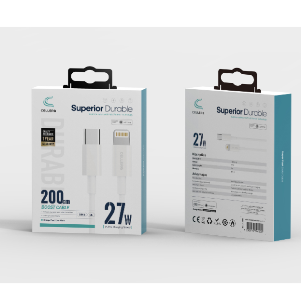 כבל 2 מטר TYPE C TO LIGHTNING Ø3.8 דגם C206
